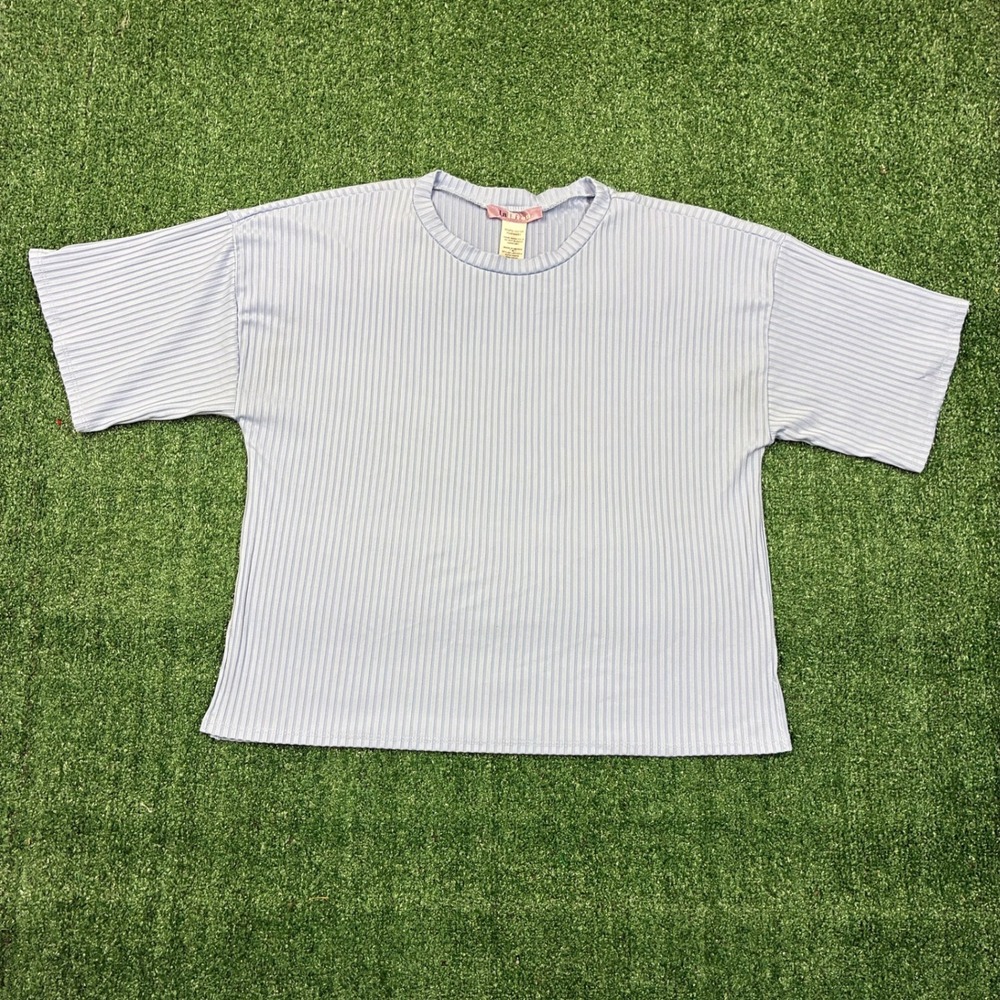 Vintage La Lavon Ribbed Knit Boxy Fit Baby Blue T-shirt